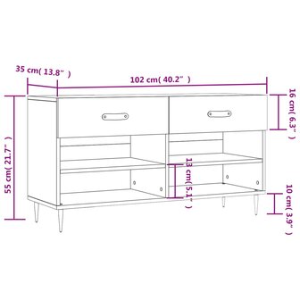 Schoenenbank 102x35x55 cm bewerkt hout wit 8720845441968 12