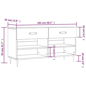 Schoenenbank 102x35x55 cm bewerkt hout zwart 8720845441975 12