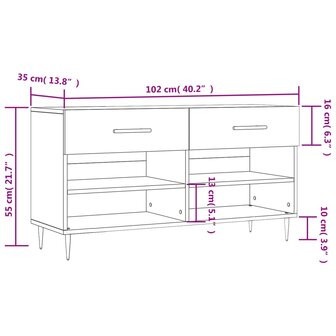 Schoenenbank 102x35x55 cm bewerkt hout wit 8720845442040 12