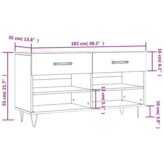 Schoenenbank 102x35x55 cm bewerkt hout sonoma eikenkleurig 8720845442194 12