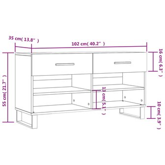 Schoenenbank 102x35x55 cm bewerkt hout sonoma eikenkleurig 8720845442477 12