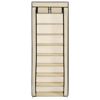 Schoenenkast met hoes 57x29x162 cm stof cr&egrave;me 8719883564753 2