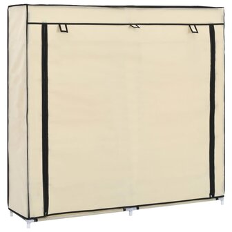 Schoenenkast met hoes 115x28x110 cm stof cr&egrave;me 8719883564777 1