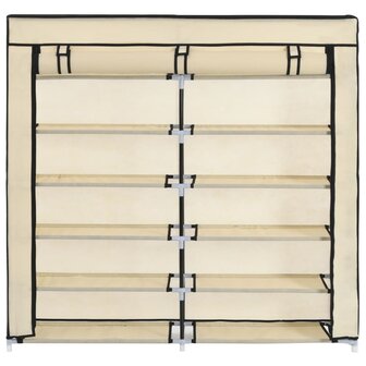 Schoenenkast met hoes 115x28x110 cm stof cr&egrave;me 8719883564777 5