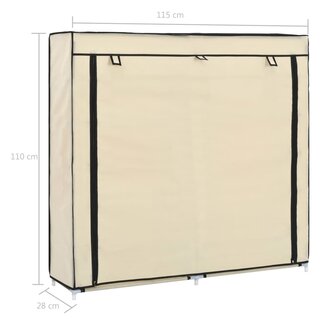 Schoenenkast met hoes 115x28x110 cm stof cr&egrave;me 8719883564777 8