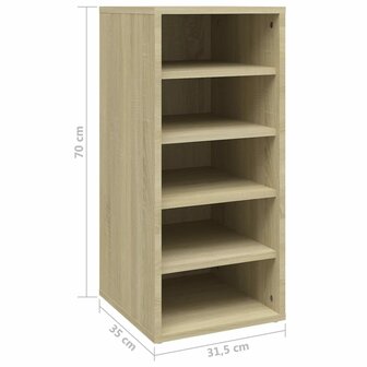 Schoenenkast 31,5x35x70 cm bewerkt hout sonoma eikenkleurig 8720286646670 8