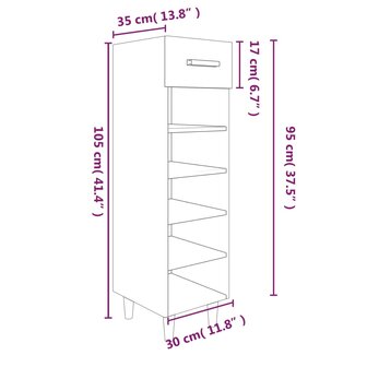 Schoenenkast 30x35x105 cm bewerkt hout betongrijs 8720287083054 9