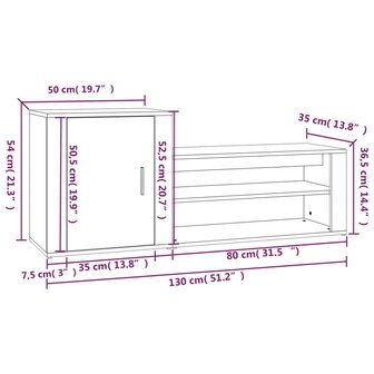 Schoenenkast 130x35x54 cm bewerkt hout sonoma eikenkleurig 8720287221913 9