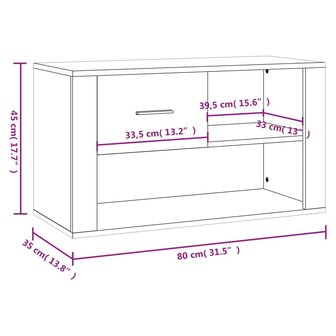 Schoenenkast 80x35x45 cm bewerkt hout hoogglans wit 8720287221982 9