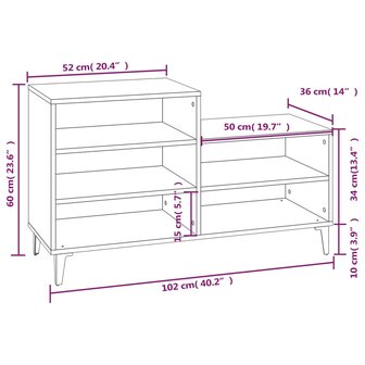 Schoenenkast 102x36x60 cm bewerkt hout wit 8720287224204 9