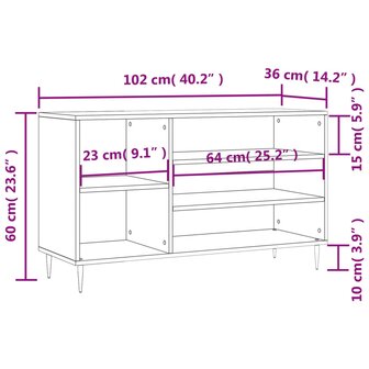 Schoenenkast 102x36x60 cm bewerkt hout gerookt eikenkleurig 8721012114487 10