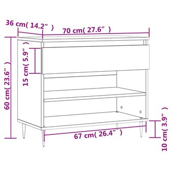 Schoenenkast 70x36x60 cm bewerkt hout zwart 8721012114685 11