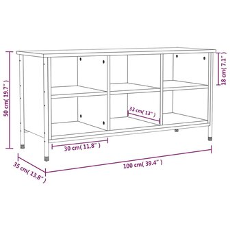 Schoenenkast 100x35x50 cm bewerkt hout bruin eikenkleur 8720845774592 9