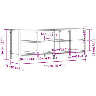 Schoenenkast 131x35x50 cm bewerkt hout bruin eikenkleur 8720845774691 9