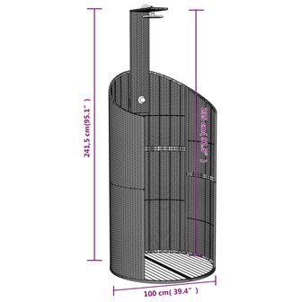 Buitendouche 100x100x241,5 cm poly rattan en acaciahout zwart 8721012448322 11