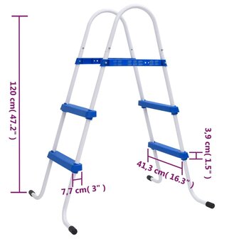 Zwembadladder 84 cm blauw en wit 8720845724528 5