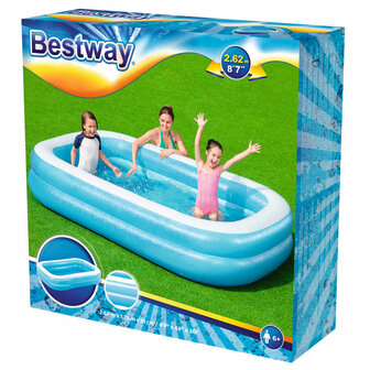 Bestway Gezinszwembad rechthoekig opblaasbaar 262x175x51 cm blauw wit 8721012051836 6