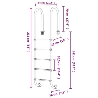 Zwembadladder 54x38x211 cm 304 roestvrij staal 8720286880814 6