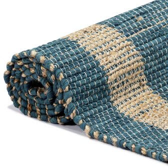 Vloerkleed handgemaakt 160x230 cm jute blauw 8718475733751 3