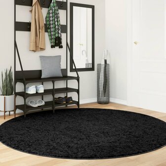 Vloerkleed PAMPLONA shaggy hoogpolig modern &Oslash; 200 cm zwart 8721012228924 1