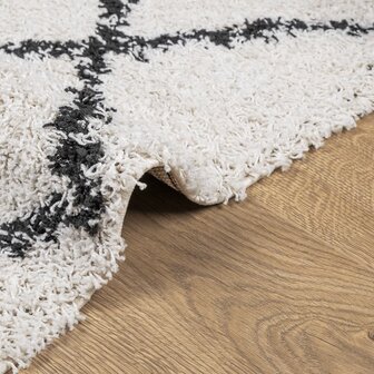 Vloerkleed PAMPLONA shaggy hoogpolig 60x110 cm cr&egrave;me en zwart 8721012229617 6