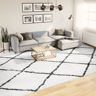 Vloerkleed PAMPLONA shaggy hoogpolig 300x400 cm cr&egrave;me en zwart 8721012229754 1