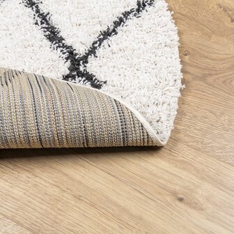 Vloerkleed shaggy hoogpolig modern &Oslash; 100 cm cr&egrave;mekleur en zwart 8721012229778 5