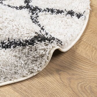 Vloerkleed shaggy hoogpolig modern &Oslash; 100 cm cr&egrave;mekleur en zwart 8721012229778 6