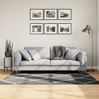 Vloerkleed shaggy hoogpolig modern 120x170 cm zwart en cr&egrave;me 8721012230118 1