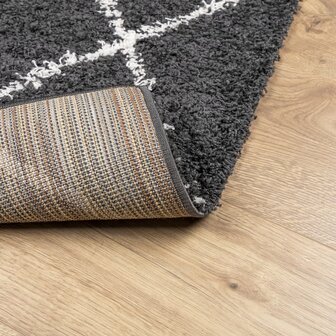 Vloerkleed shaggy hoogpolig modern 160x160 cm zwart en cr&egrave;me 8721012230132 5