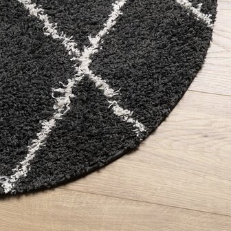 Vloerkleed shaggy hoogpolig modern &Oslash; 80 cm zwart en cr&egrave;me 8721012230200 4