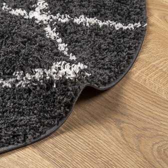 Vloerkleed shaggy hoogpolig modern &Oslash; 80 cm zwart en cr&egrave;me 8721012230200 6