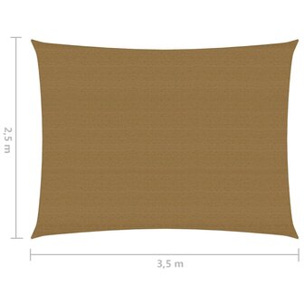 Zonnezeil 160 g/m&sup2; 2,5x3,5 m HDPE taupe 8720286099612 6