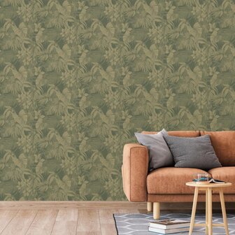 DUTCH WALLCOVERINGS Behang Joelle groen en goudkleurig 5411012468590 1