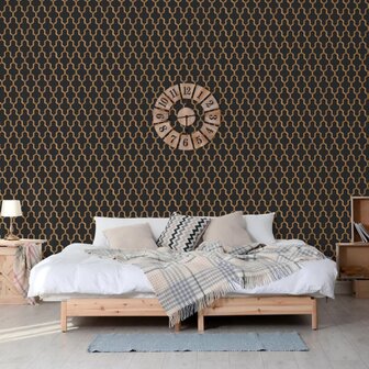 DUTCH WALLCOVERINGS Behang Geometric zwart en goudkleurig 8809660036662 1