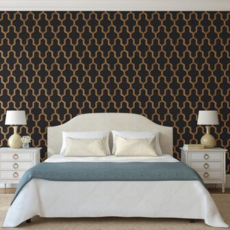 DUTCH WALLCOVERINGS Behang Geometric zwart en goudkleurig 8809660036662 4