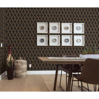 DUTCH WALLCOVERINGS Behang Geometric zwart en goudkleurig 8809660036662 5