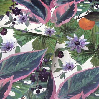 DUTCH WALLCOVERINGS Behang Passion Flower wit en groen 5050192921749 4