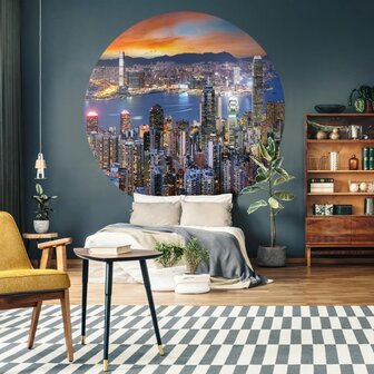 WallArt Behangcirkel Skyline by Night 190 cm 8719992629022 1