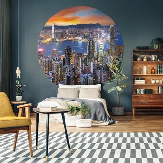 WallArt Behangcirkel Skyline by Night 142,5 cm 8719992629039 1