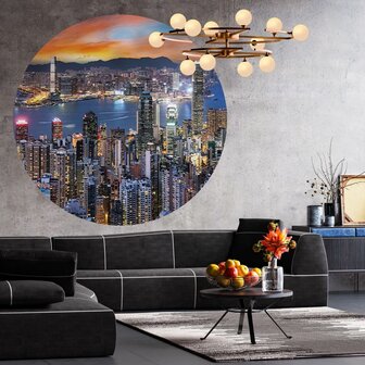 WallArt Behangcirkel Skyline by Night 142,5 cm 8719992629039 5