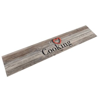 Keukenmat wasbaar cooking-print 60x300 cm fluweel grijs 8720845917692 1