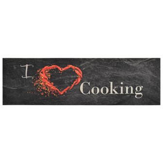 Keukenmat wasbaar cooking-print 45x150 cm fluweel zwart 8720845917708 2