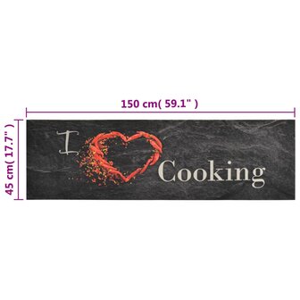 Keukenmat wasbaar cooking-print 45x150 cm fluweel zwart 8720845917708 5