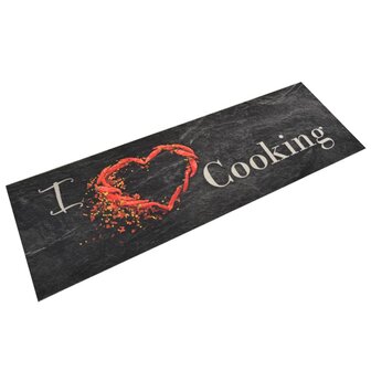 Keukenmat wasbaar cooking-print 60x180 cm fluweel zwart 8720845917715 1