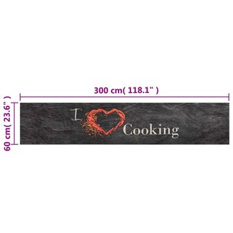 Keukenmat wasbaar cooking-print 60x300 cm fluweel zwart 8720845917722 5