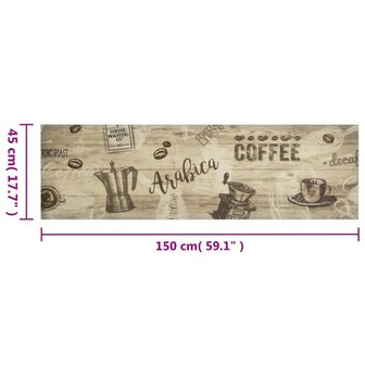 Keukenmat wasbaar koffieprint 45x150 cm fluweel bruin 8721012918542 5