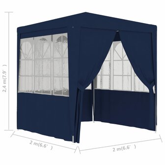 Partytent met zijwanden professioneel 90 g/m&sup2; 2x2 m blauw 8719883767604 8