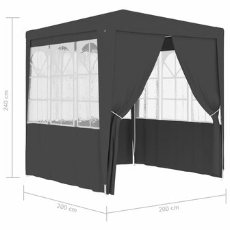 Partytent met zijwanden professioneel 90 g/m&sup2; 2x2 m antraciet 8719883767741 8