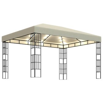 Prieel met LED-lichtslinger 3x4 m cr&egrave;mekleurig 8720286365854 2